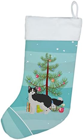 Caroline blaga ck4642cs la perm 1 mačka Sretan božićni božićni čarapa, kamin viseće čarape božićna sezona dekor dekor Obiteljski