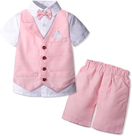 Odijelo za dječaka, haljina za dječake, dječji kratki smoking s prslukom + košulja + hlače + leptir mašna, ljetna odjeća