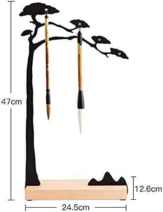 ZLXDP kreativni borovi četkica za pisanje od čvrstog drveta Viseći višestruki držač olovke Bishan od lijevanog željeza Mesing