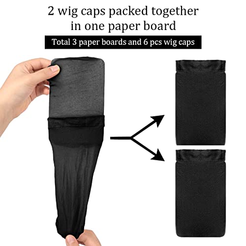 6pcs crne čarape za perike elastične najlonske kape za perike mekane i prozračne kape za perike sa zatvorenim krajem za žene