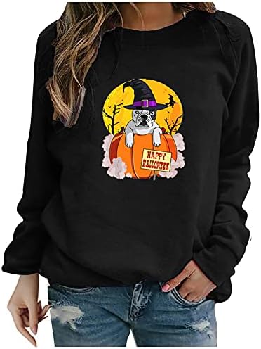 * Ženski džemper za Noć vještica veličine plus dugih rukava, grafičke majice s printom, majice, pulover s okruglim vratom,