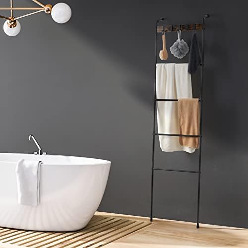 Ljestve za poplune metalni crni držač za poplune s kukama nagibni stalak za ručnike ljestve za poplune za dnevnu sobu kupaonica
