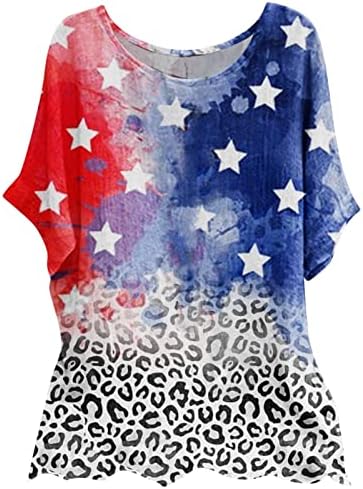 4. srpnja majice kratkih rukava s izrezom u obliku slova u, majica s prugama američke zastave, domoljubna majica od tunike