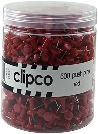 Clipco Push Pins Jar Crveni