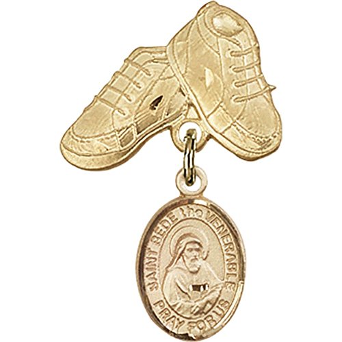 Zlatna dječja značka s amuletom Svete nevolje časne i pribadačom za dječje čizme veličine 1 inča 5/8 inča