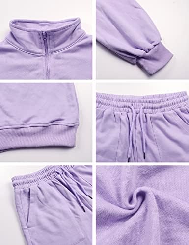 FLYGO Ženski 2 -komadni set za jogging setovi sa dnevnim boravkom dugih rukava Polovica Zip pulover Top kratke hlače znojne