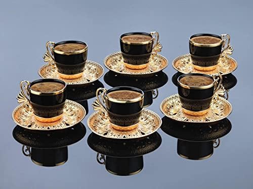 Demmex turski grčki arapski kava espresso demitasse set žlice šalice, crne šalice