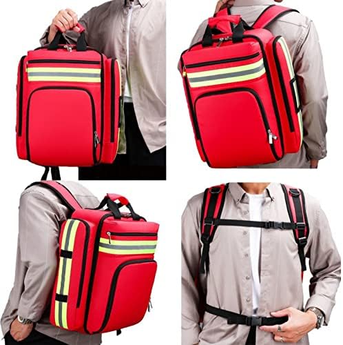 Hitni ruksak, ruksak prve pomoći Oxford Oxford, s reflektirajućim dizajnom, vanjski ruksak s 3 šarenih džepa za kampiranje