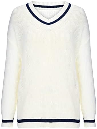 Ženski džemperi za zaštitu klasični rebrasni pleteni skakač pulover preveliki V-izrez dugih rukava pletiva bluza bluza