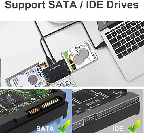 EYOOLD SATA IDE na USB 3.0 adapter, Vanjski pretvarač čitača tvrdog diska za univerzalni 2,5 3,5 HDD/SSD CD/DVD Optički pogoni