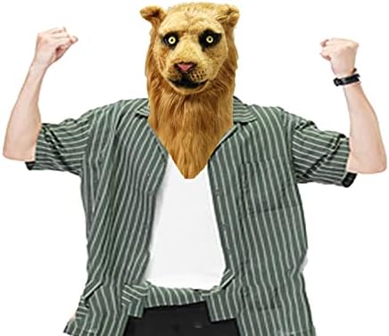 Pokretna usta lavova maska, puna glava životinjski krzneni lav kostim cosplay maske za usta na usta, pomicanje čeljusti zvijer