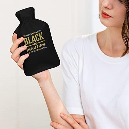 Crna je prekrasna boca s toplom vodom Slatka gumena vreća s toplom vodom s poklopcem za ublažavanje bolova vruće komprimirane