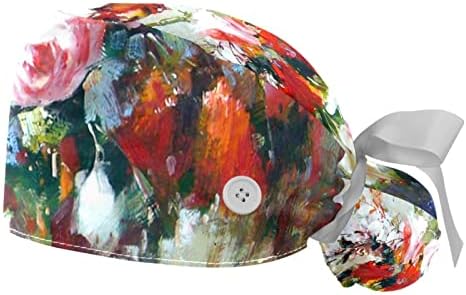 Cvjetna radna kapu s podesivim trakom za glavu s glavom Bouffant Hat