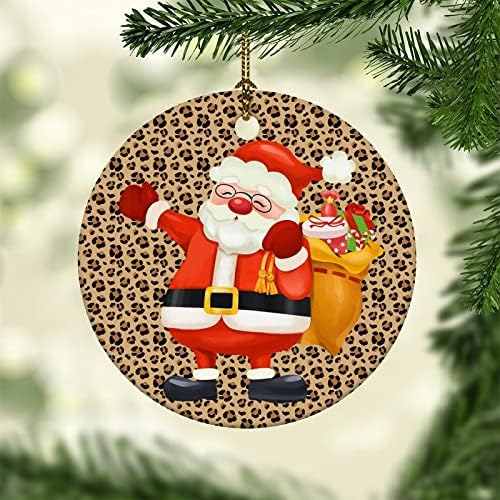 3 inčni božićni Djed Mraz leopard citirani ukrasi okrugli božićni ukrasi za djecu dječake djevojčice Vise ukrase za božićno