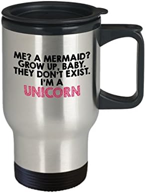 Mermaid Unicorn Putnička šalica - Sarkazam poklon - dvostruki zid od nehrđajućeg čelika od 14 oz