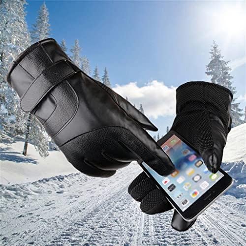 Kožne rukavice za zimske muškarce Plus baršunaste debele tople rukavice za skijanje na otvorenom sa zaslonom osjetljivim