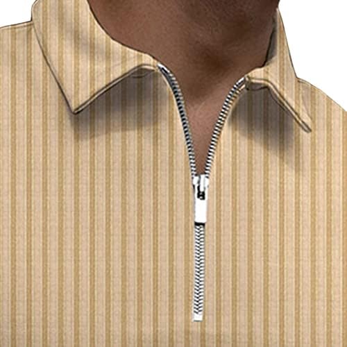 Muške prugaste polo majice s zatvaračem kratki rukavi casual pleteni golf polos majica majica vrhovi ljetni vitki fit atletski