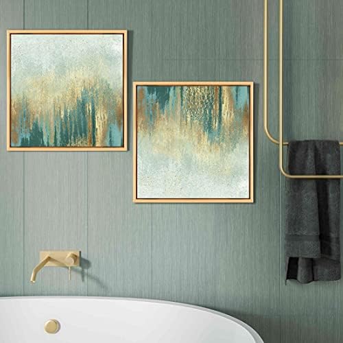 Qtespeii Veliki apstraktni zidni umjetnički okvir zlatni okvir kadulja Teal Print Slike Moderna platna platna Slike Umjetničke