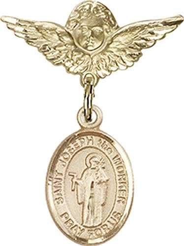 Dječja značka za radnike svetog Josipa i anđeoska igla s krilima / dječja značka ispunjena zlatom s radničkim šarmom svetog