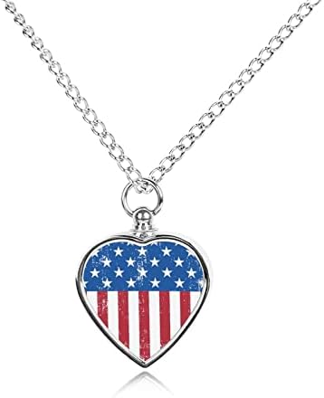 Retro američka zastava ogrlica s urnom za kućne ljubimce za pse mačke spomen privjesak s pepelom nakit za uspomenu za muškarce