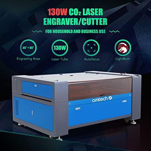 OMTECH 130W CO2 laserski graver, 35x55 laserski rezač s dime ekstraktorom za hlađenje hladnjaka, laserski stroj za rezanje