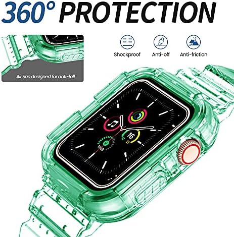 Clear Watch Band za Apple Watch 42 mm 44 mm sa zaštitnim futrolom, zamjenski remen za IWatch SE seriju 6 5 4 3 2 1 S BUMPER