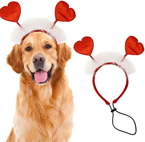 Valentinovo pseći kostim za srce za psa, Valentinovo pribor za kućne ljubimce za glavu za srce za male pseće mačke odjeće
