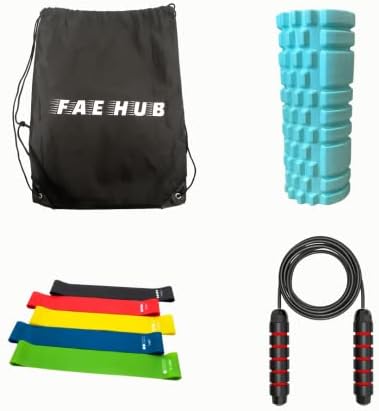 Fae Hub 4 komada, pjenasta valjka za leđa, noge, masaža mišića, set od pjenastih valjka s konopom za skok, trake otpora i