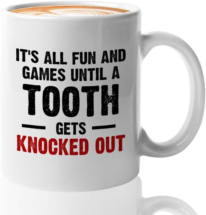 Šalica kave od stomatološke kave 11oz White - Igre dok se zub izbaci - zubni higijeničar liječnik medicinska sestra Med student