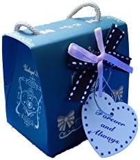 poklon kutija od 5 inča s dvostrukom vrpcom i nježnom oznakom-pogodna za zabave, poklone - 7,5 cm, 6 cm, 4,5 cm