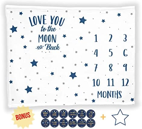 Dječja mjesečna prekretnica pokrivač s 12 naljepnica, velikih 50 x40 mjeseci dječaka za novorođenčad Fotografska fotografija