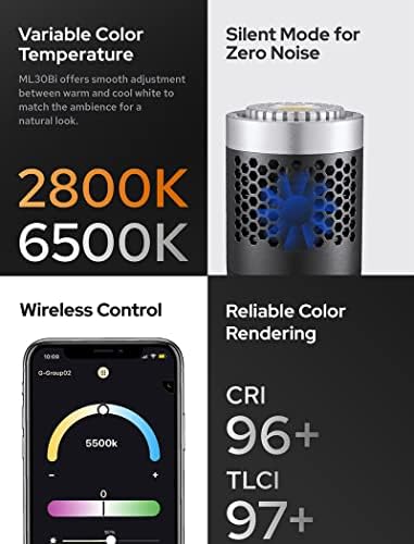 Godox 40W ML30BI-K2 Bi-Color LED video svjetlo, 2800k-5600K Temperatura u boji, CRI 96+ TLCI 97+, 7FX efekti, Slient način