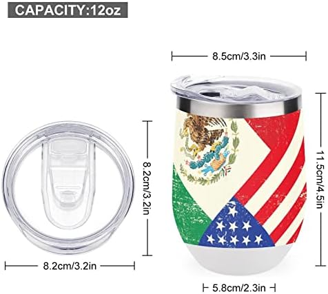 SAD i meksička zastava šalica za piće od nehrđajućeg čelika s poklopcima s poklopcima za putopis rođendanski dizajn 12 oz