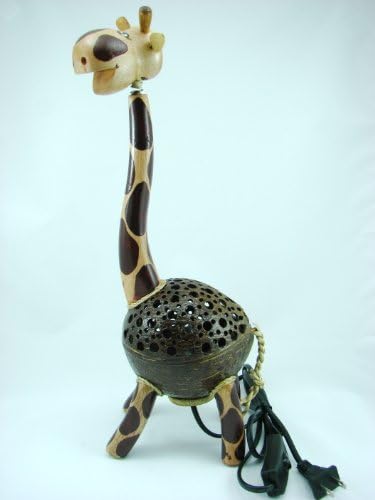 Kokosova svjetiljka za školjku - žirafa svjetiljka 12 visina - drveni zanat ručno izrađen tajland