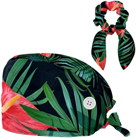 Žene i muške kirurške poklopce s lukom kose škakljive tropske cvjetove palmine lišće Radni šešir jedna veličina