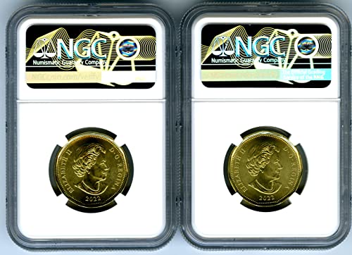 2022 CA Kanada $ 1 Oscar Peterson Loonie Loon prvo objavljuje dva kovanica set podudaranja Cert NGC ngc ngc ngc ms68