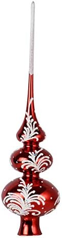 Smrznuta grančica crvena stakla božićno drvce Topper
