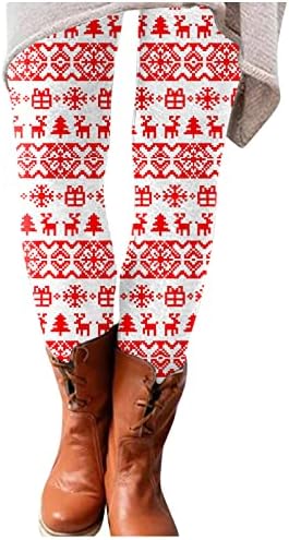 XXBR ženske božićne gamaše visokog struka za vježbanje hlače Kontrola trbuha Kontrola Xmas Djed Mraz tisak teretana casual
