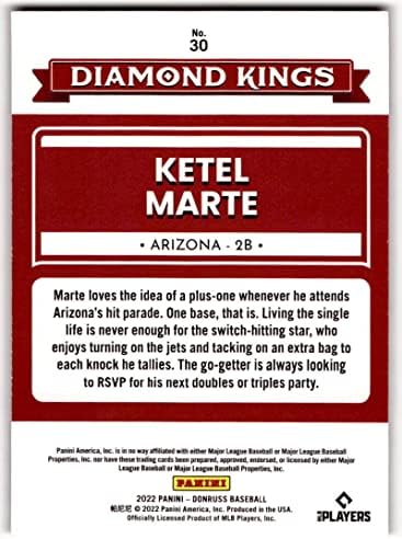 2022. Donruss Holo Red 30 Ketel Marte Diamond Kings Ex/NM Diamondbacks