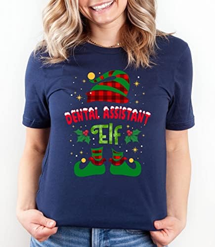 Majica Elf Assistant Assistent, božićna košulja za stomatološku pomoć, božićna dentalna asistent majica, božićni poklon za