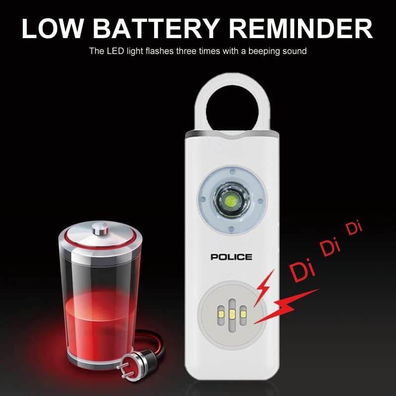 Privjesak za ključeve s osobnim policijskim alarmom za žene-sirena od 130 dB, LED svjetiljka sa stroboskopom, sigurnosni