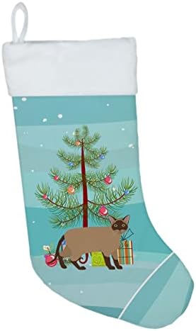 Caroline blaga ck4576cs burmanska mačka Sretan božićni božićni čarapa, kamin viseće čarape božićna sezona zabava dekor Obiteljski