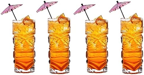 Čaše za koktel od ananasa od 20 oz., 4 komada, prozirne, nove čaše u tropskom stilu, havajski barski stil, moderni Barski