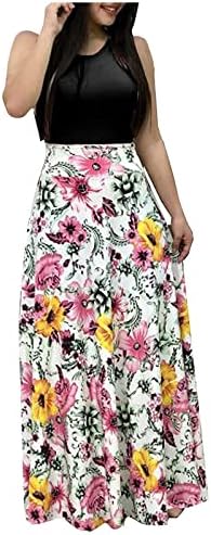 Ženski proljetni moda 2023, ženski modni ležerni tisak okruglog vrata kratkih rukava velikih veličina dugih haljina