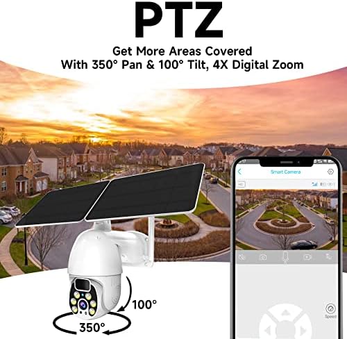 Wilress Outdoor 4G LTE CelueUalr sigurnosna kamera solarno napajanje sa 1080p Spotlight Color Noćni vid, PTZ, vodootporan,