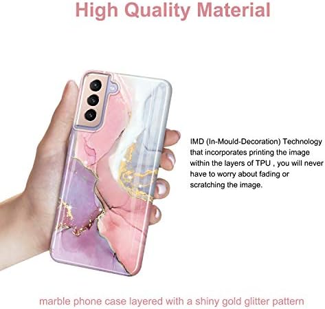 Jiaxiufen Galaxy S21 Case Gold Sparkle Glitter Mramor Mračni šok -otporni TPU meka guma silikonski poklopac telefona za Samsung