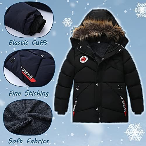 Xifamniy Boys Down Jacking Fur Collar kapuljača Debeli topli zimski kaput parka podstavljena Outlower 3-6T