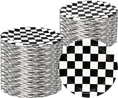 80pcs trkački automobil rođendanski zabava opskrbljuje crno -bijele ploče s pločama za trkačke pločice 7 ploče s pločama
