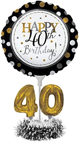 Kreativno pretvaranje sretnog središnjeg balona 40. rođendana crna i zlata za rođendan - 317306