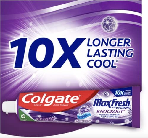 Colgate Max svježi nokaut s izbjeljivačkom pastom za zube s mini trakama za dah, pasta za zube metvice za loš dah, cijev
